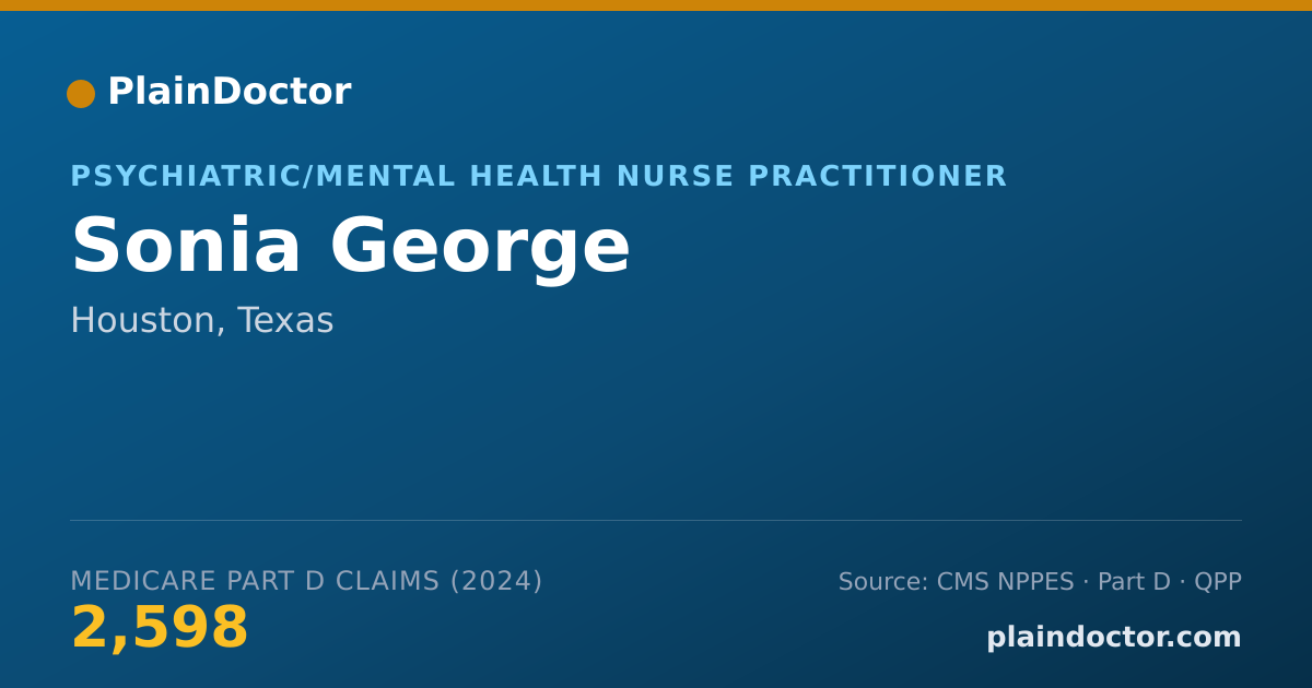 Shareable card for Sonia George - Psychiatric/Mental Health Nurse Practitioner, Houston, TX