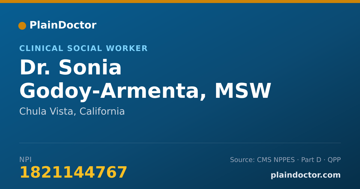 Shareable card for Sonia Godoy-Armenta, MSW - Clinical Social Worker, Chula Vista, CA