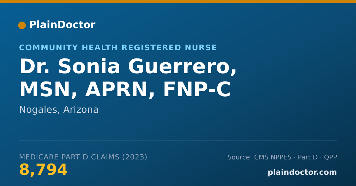 Shareable card for Sonia Guerrero, MSN, APRN, FNP-C - Community Health Registered Nurse, Nogales, AZ