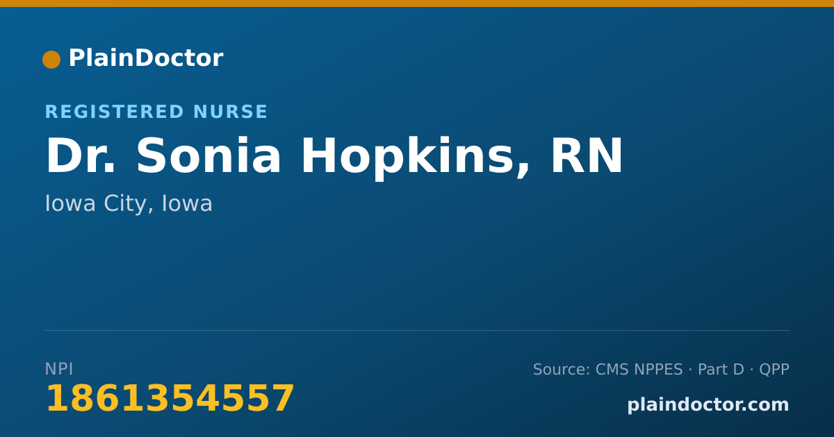 Shareable card for Sonia Hopkins, RN - Registered Nurse, Iowa City, IA