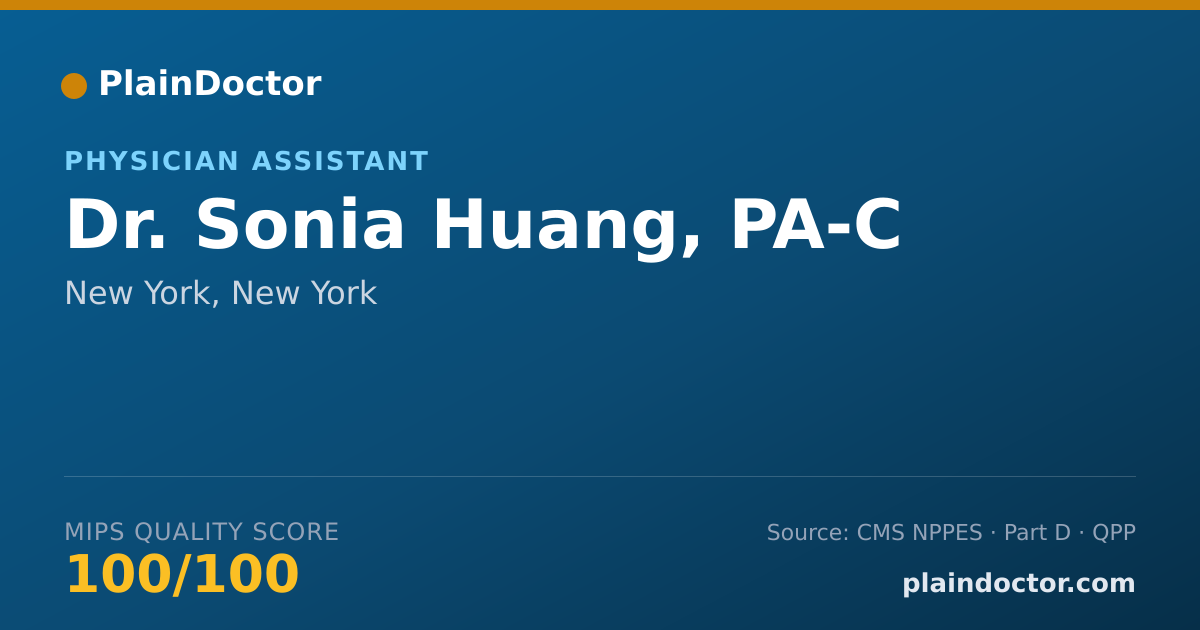 Shareable card for Sonia Huang, PA-C - Physician Assistant, New York, NY