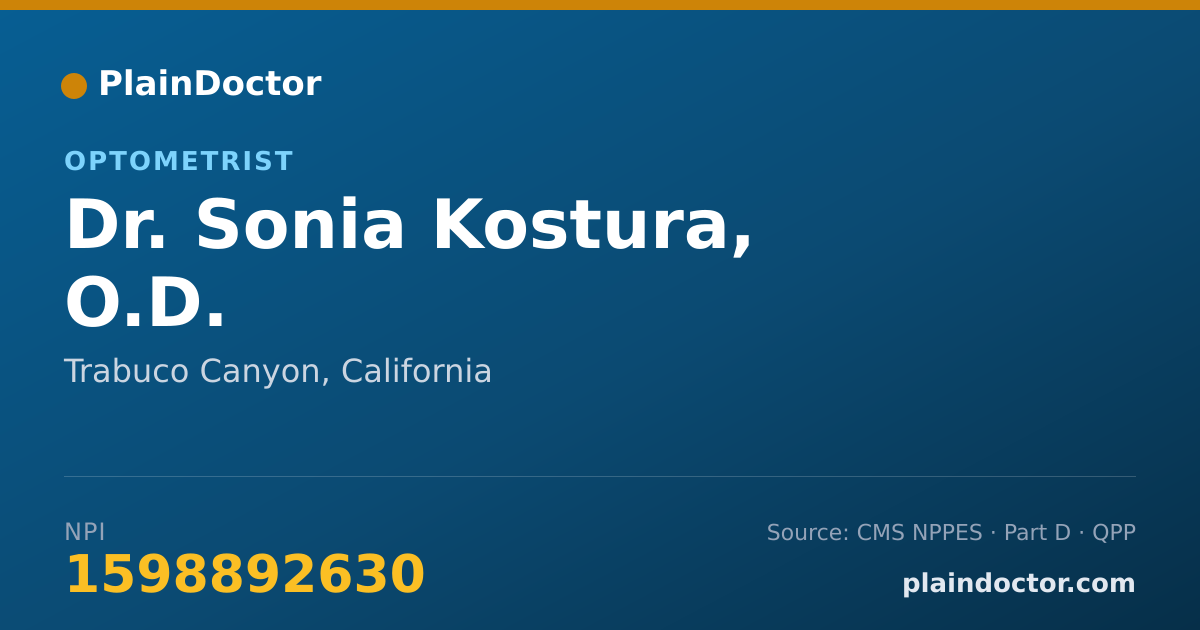 Shareable card for Sonia Kostura, O.D. - Optometrist, Trabuco Canyon, CA