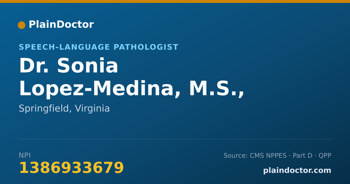Shareable card for Sonia Lopez-Medina, M.S., CCC-SLP - Speech-Language Pathologist, Springfield, VA