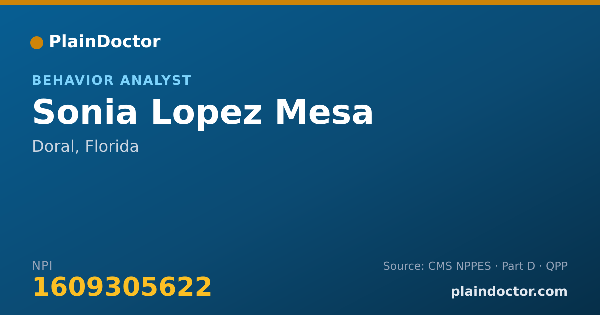 Shareable card for Sonia Lopez Mesa - Behavior Analyst, Doral, FL