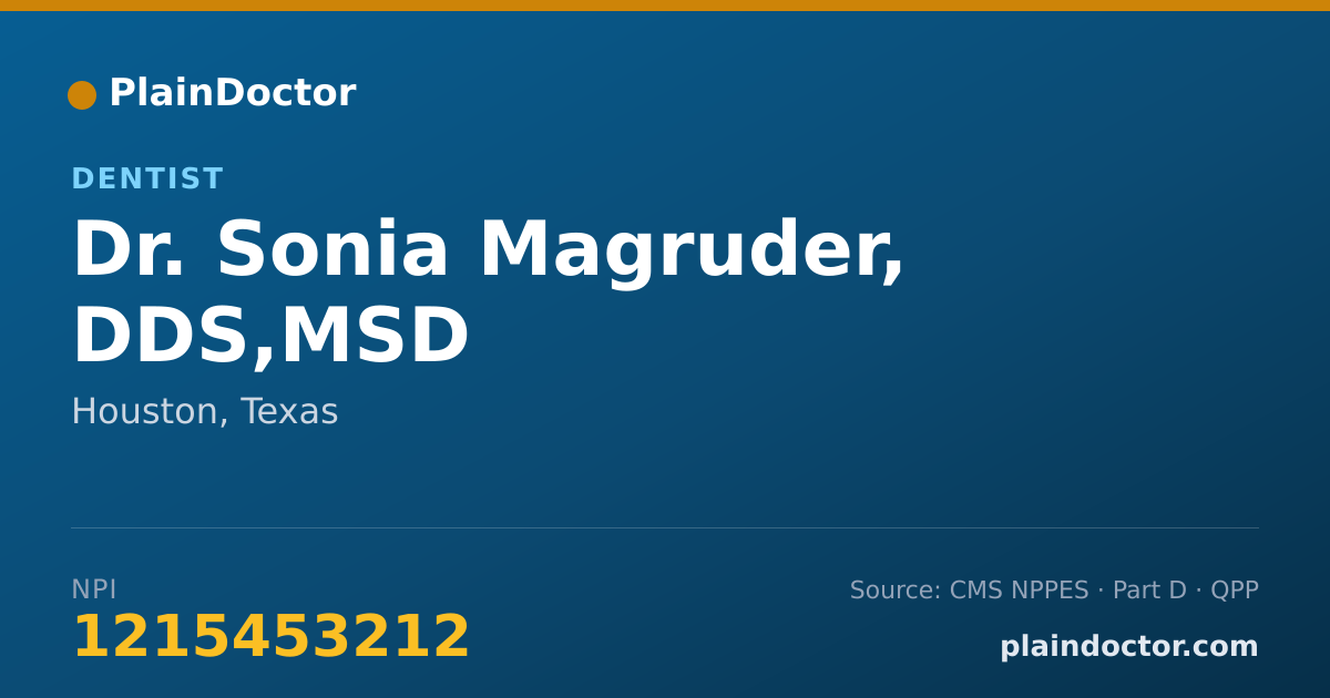 Shareable card for Sonia Magruder, DDS,MSD - Dentist, Houston, TX