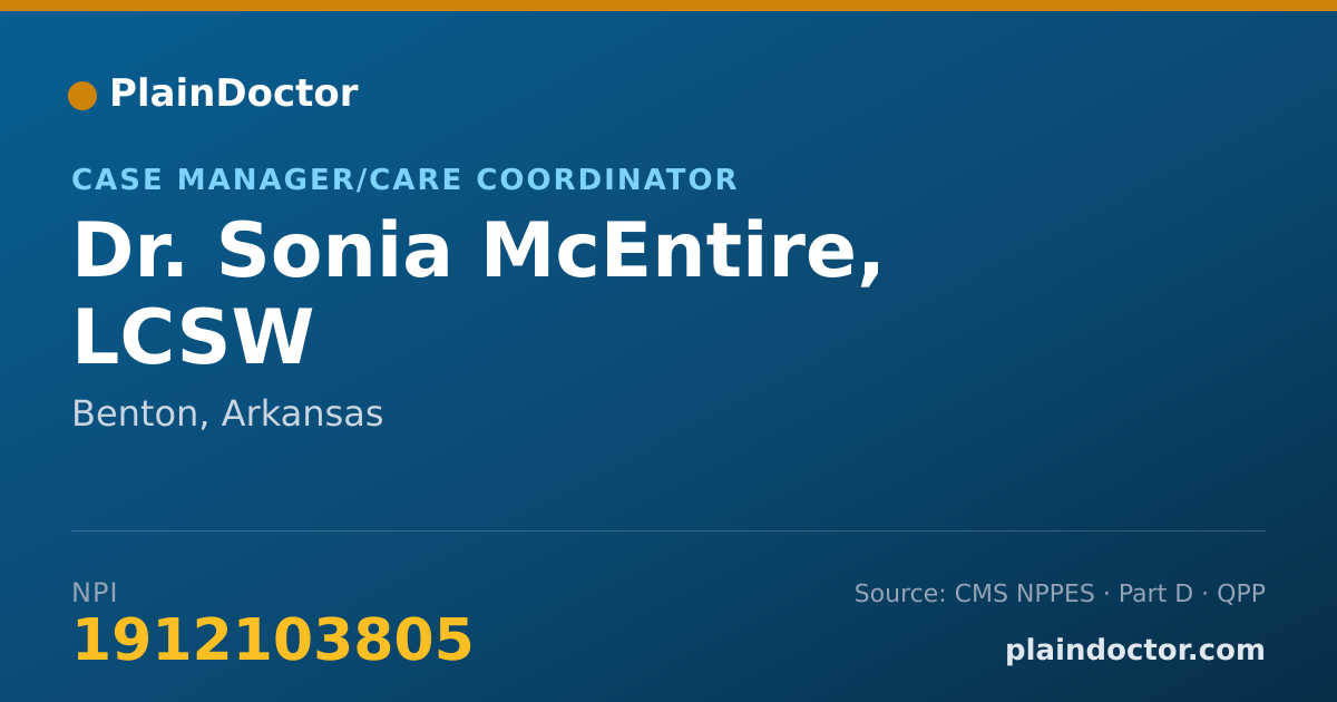 Shareable card for Sonia McEntire, LCSW - Case Manager/Care Coordinator, Benton, AR