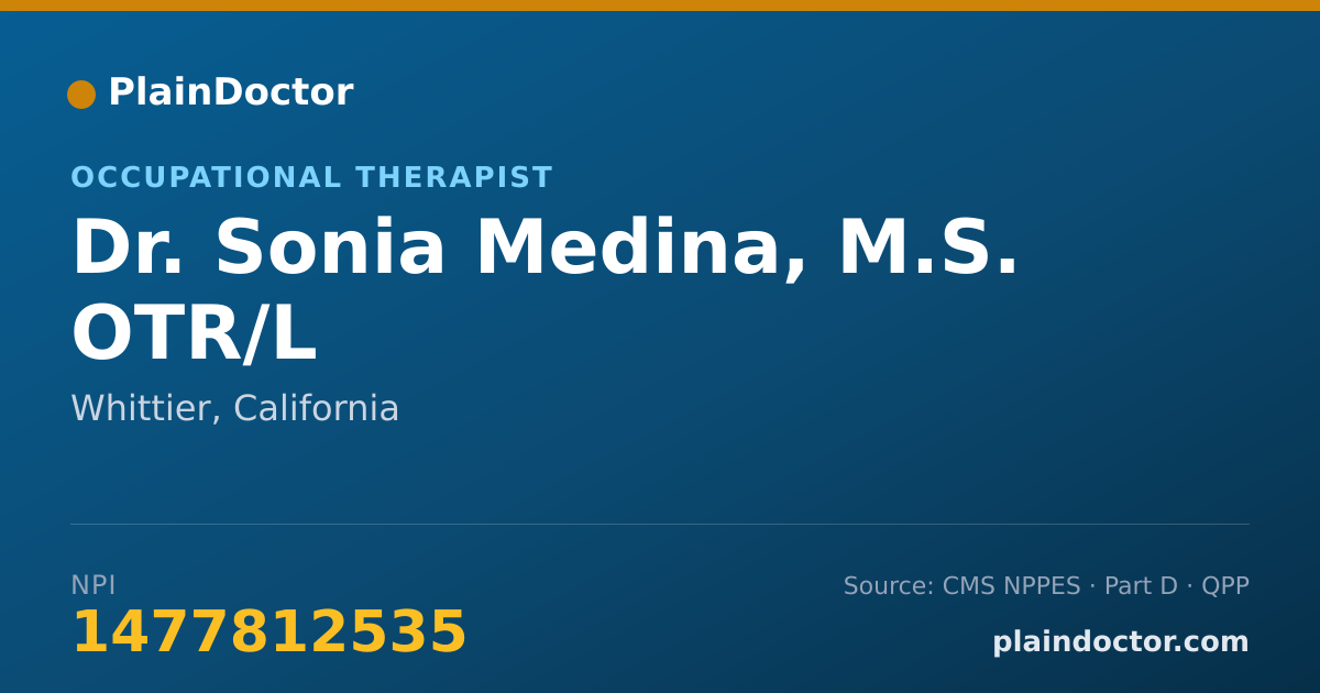 Shareable card for Sonia Medina, M.S. OTR/L - Occupational Therapist, Whittier, CA