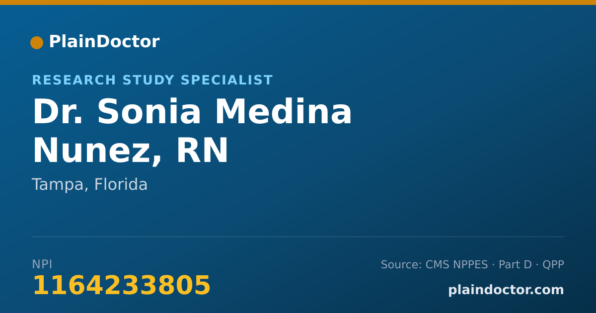 Shareable card for Sonia Medina Nunez, RN - Research Study Specialist, Tampa, FL