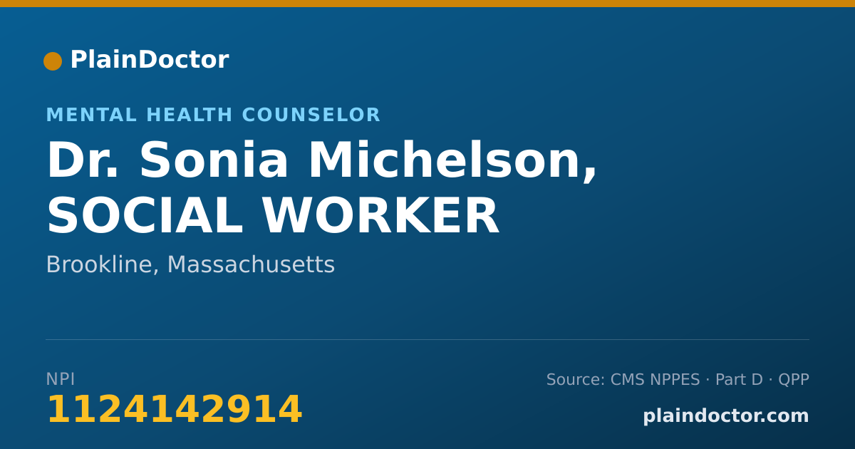 Shareable card for Sonia Michelson, SOCIAL WORKER - Mental Health Counselor, Brookline, MA