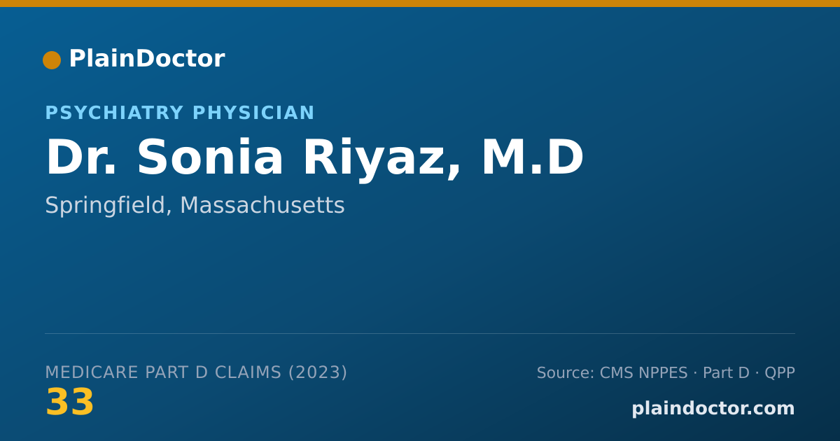 Shareable card for Sonia Riyaz, M.D - Psychiatry Physician, Springfield, MA