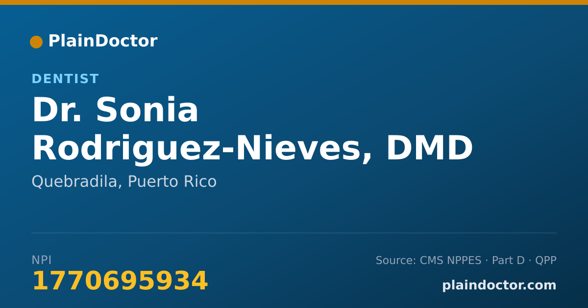 Shareable card for Sonia Rodriguez-Nieves, DMD - Dentist, Quebradila, PR