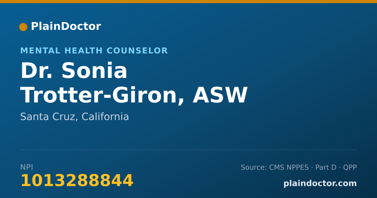 Shareable card for Sonia Trotter-Giron, ASW - Mental Health Counselor, Santa Cruz, CA