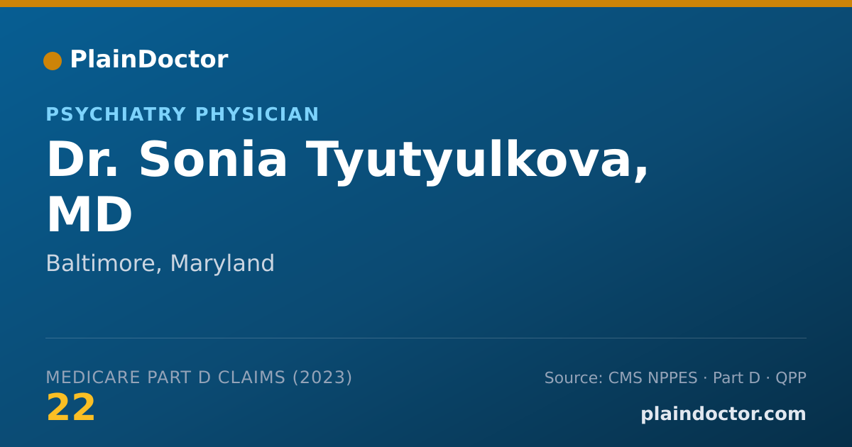 Shareable card for Sonia Tyutyulkova, MD - Psychiatry Physician, Baltimore, MD