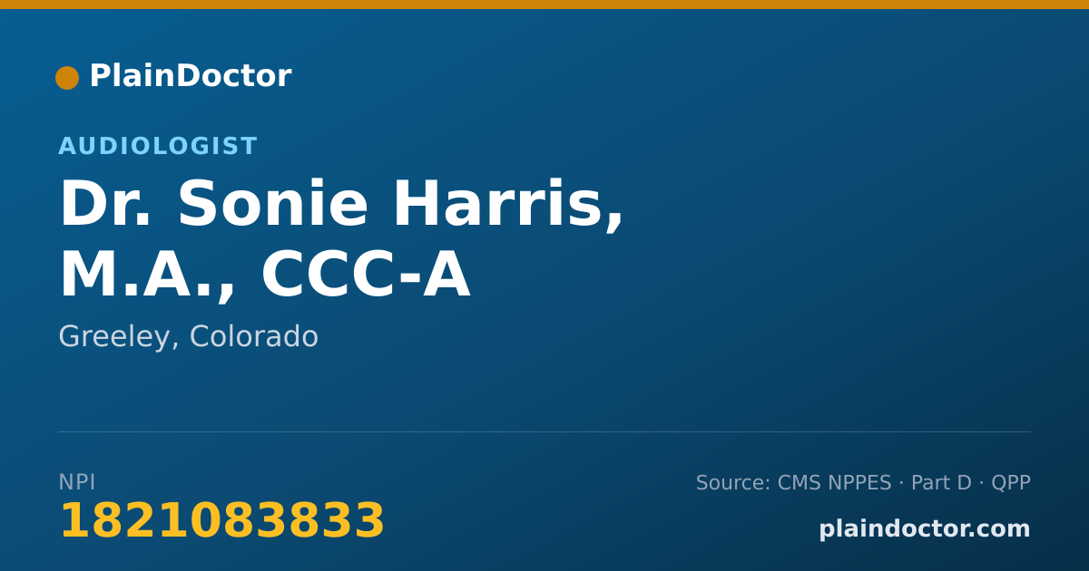 Shareable card for Sonie Harris, M.A., CCC-A - Audiologist, Greeley, CO