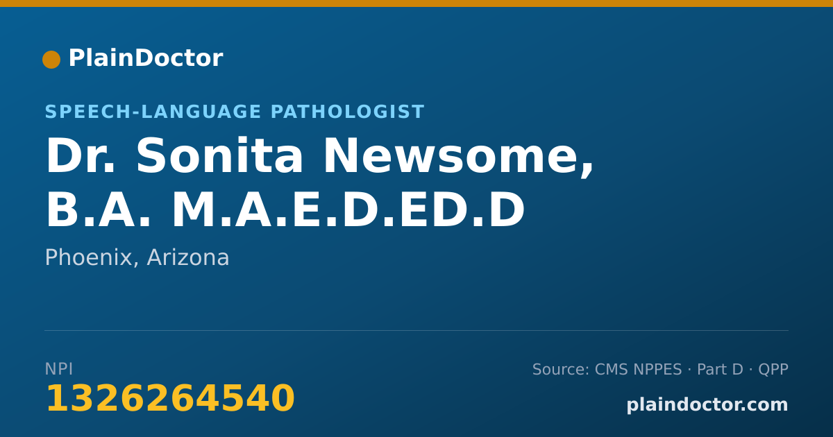 Shareable card for Sonita Newsome, B.A. M.A.E.D.ED.D - Speech-Language Pathologist, Phoenix, AZ