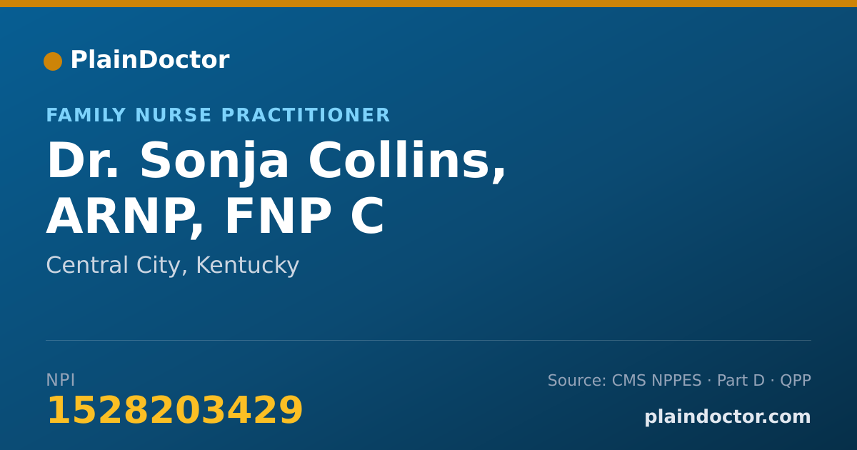 Shareable card for Sonja Collins, ARNP, FNP C - Family Nurse Practitioner, Central City, KY