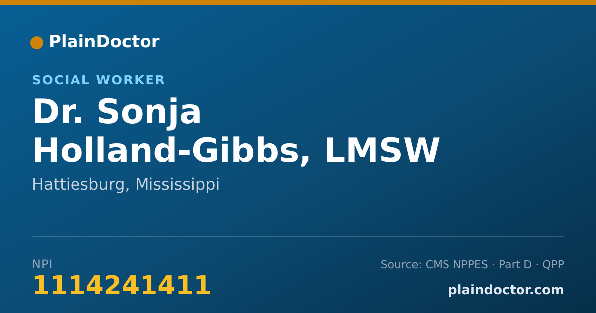 Shareable card for Sonja Holland-Gibbs, LMSW - Social Worker, Hattiesburg, MS