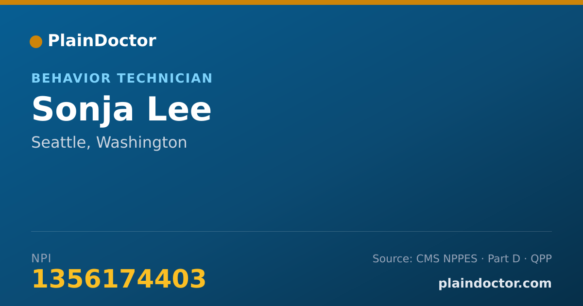 Shareable card for Sonja Lee - Behavior Technician, Seattle, WA