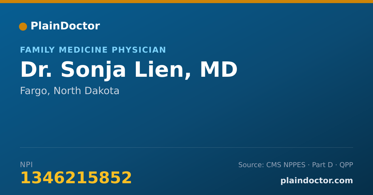 Shareable card for Sonja Lien, MD - Family Medicine Physician, Fargo, ND