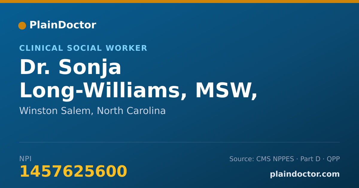 Shareable card for Sonja Long-Williams, MSW, PLCSW,LCASP - Clinical Social Worker, Winston Salem, NC
