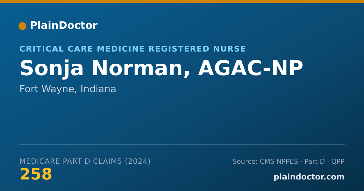 Shareable card for Sonja Norman, AGAC-NP - Critical Care Medicine Registered Nurse, Fort Wayne, IN