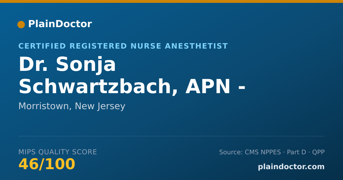 Shareable card for Sonja Schwartzbach, APN - ANESTHESIA - Certified Registered Nurse Anesthetist, Morristown, NJ