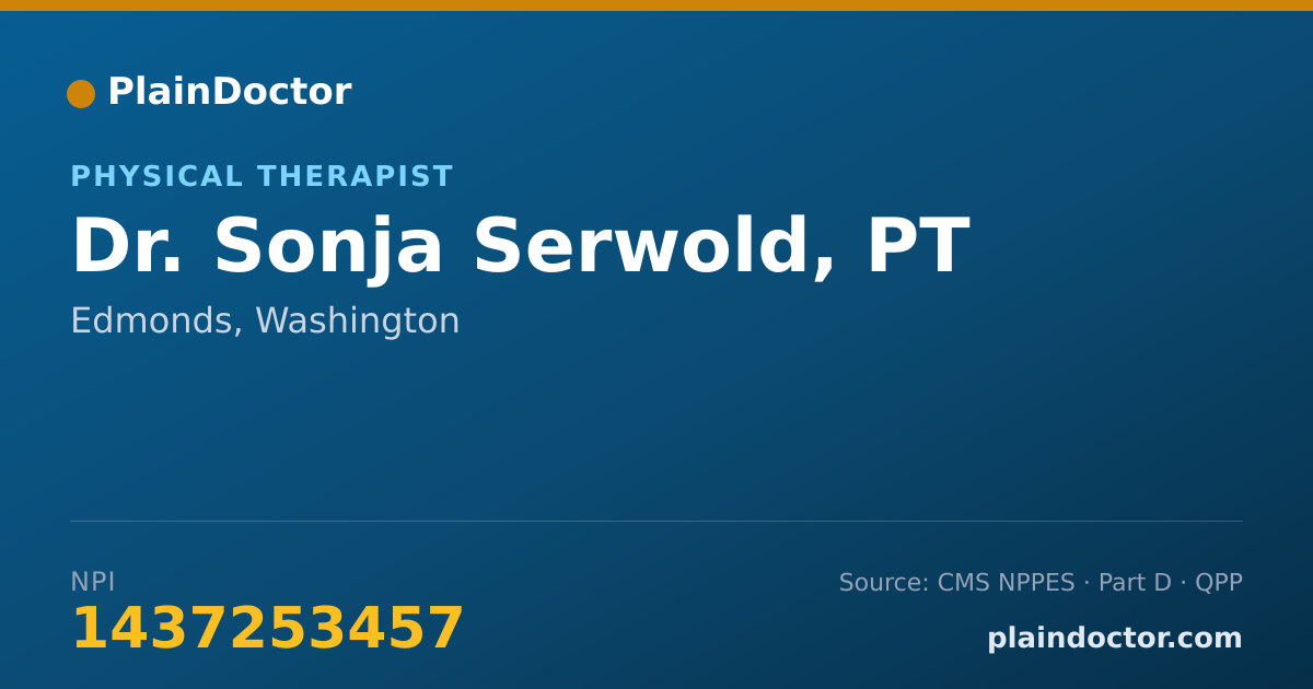Shareable card for Sonja Serwold, PT - Physical Therapist, Edmonds, WA