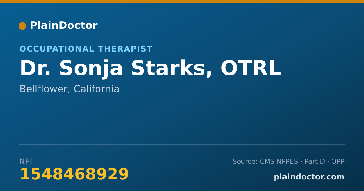 Shareable card for Sonja Starks, OTRL - Occupational Therapist, Bellflower, CA