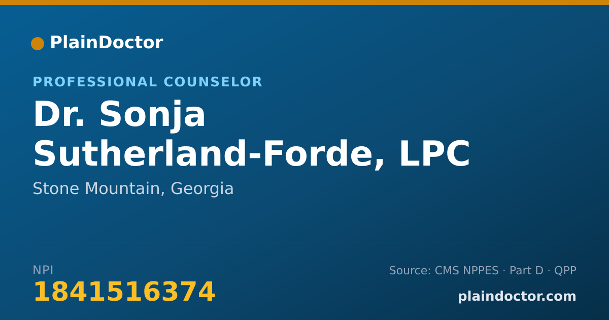 Shareable card for Sonja Sutherland-Forde, LPC - Professional Counselor, Stone Mountain, GA