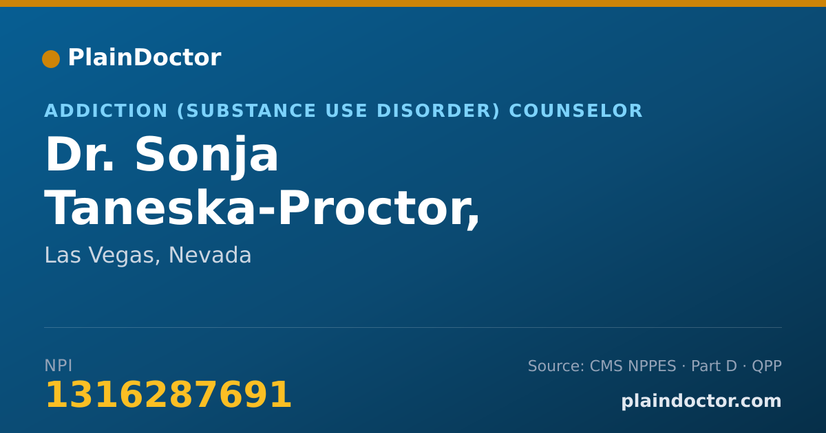 Shareable card for Sonja Taneska-Proctor, PSY.D., MFT - Addiction (Substance Use Disorder) Counselor, Las Vegas, NV