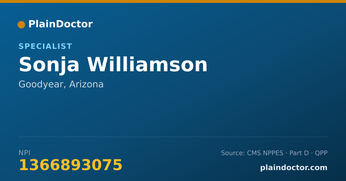 Shareable card for Sonja Williamson - Specialist, Goodyear, AZ