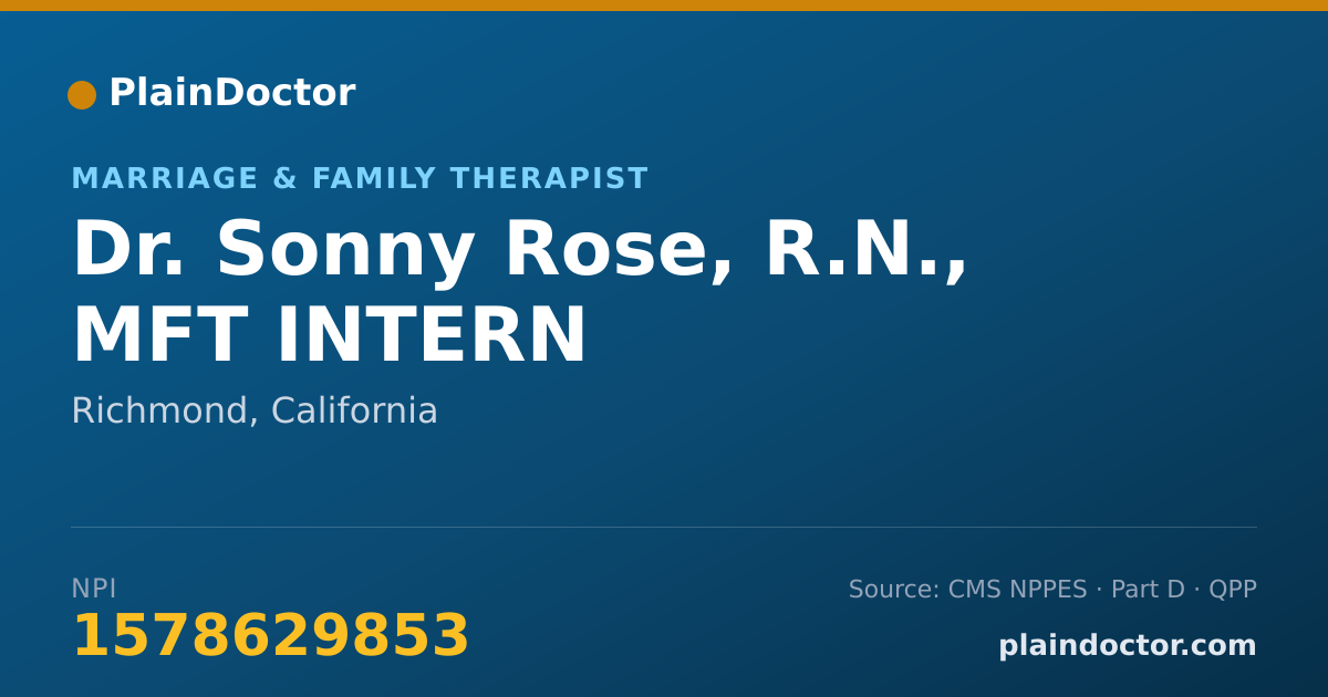 Shareable card for Sonny Rose, R.N., MFT INTERN - Marriage & Family Therapist, Richmond, CA