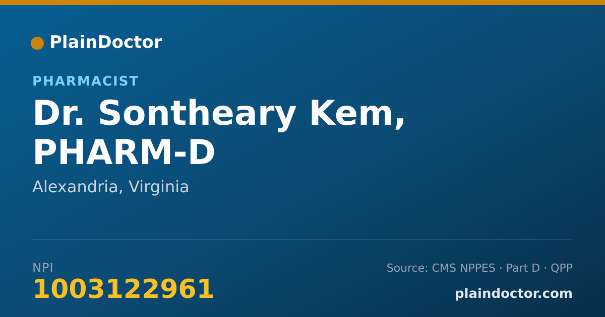 Shareable card for Sontheary Kem, PHARM-D - Pharmacist, Alexandria, VA