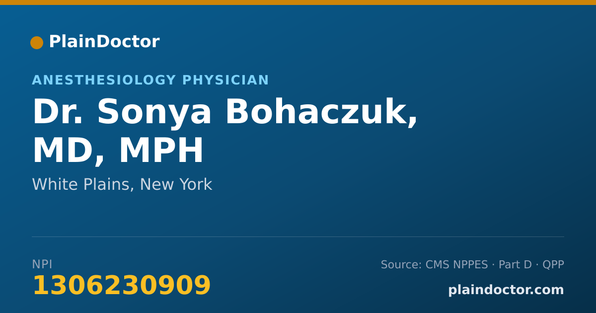 Shareable card for Sonya Bohaczuk, MD, MPH - Anesthesiology Physician, White Plains, NY