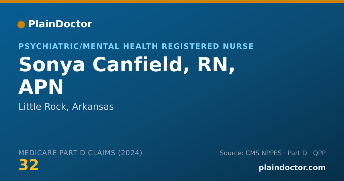 Shareable card for Sonya Canfield, RN, APN - Psychiatric/Mental Health Registered Nurse, Little Rock, AR
