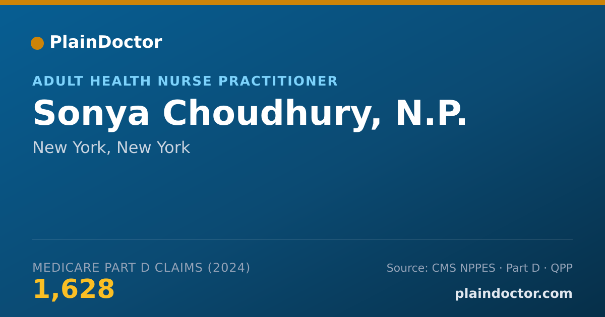 Shareable card for Sonya Choudhury, N.P. - Adult Health Nurse Practitioner, New York, NY