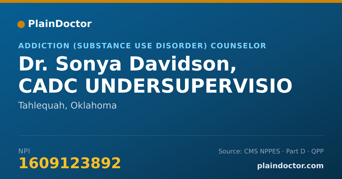 Shareable card for Sonya Davidson, CADC UNDERSUPERVISIO - Addiction (Substance Use Disorder) Counselor, Tahlequah, OK