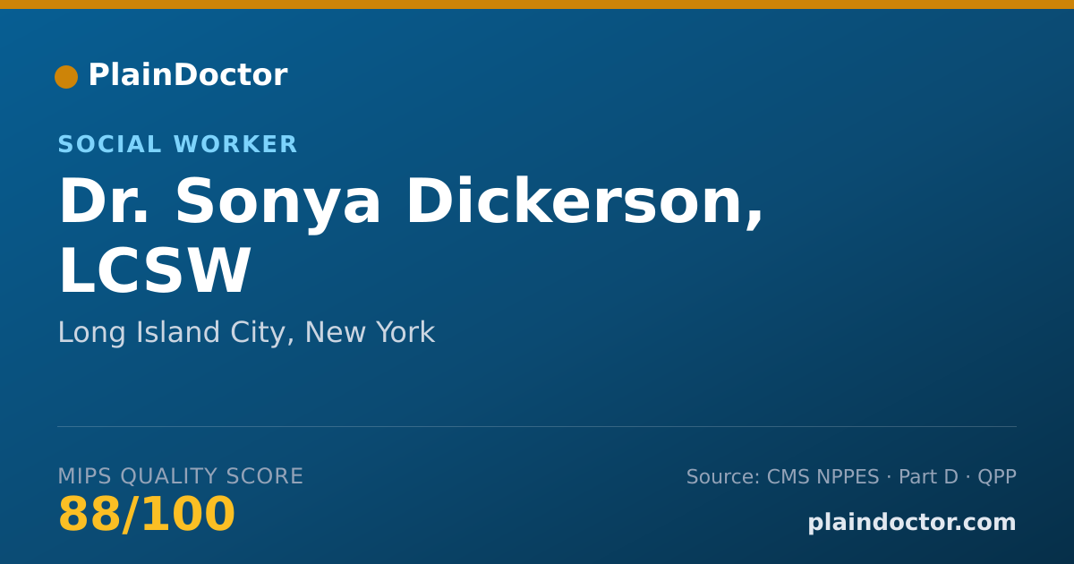 Shareable card for Sonya Dickerson, LCSW - Social Worker, Long Island City, NY