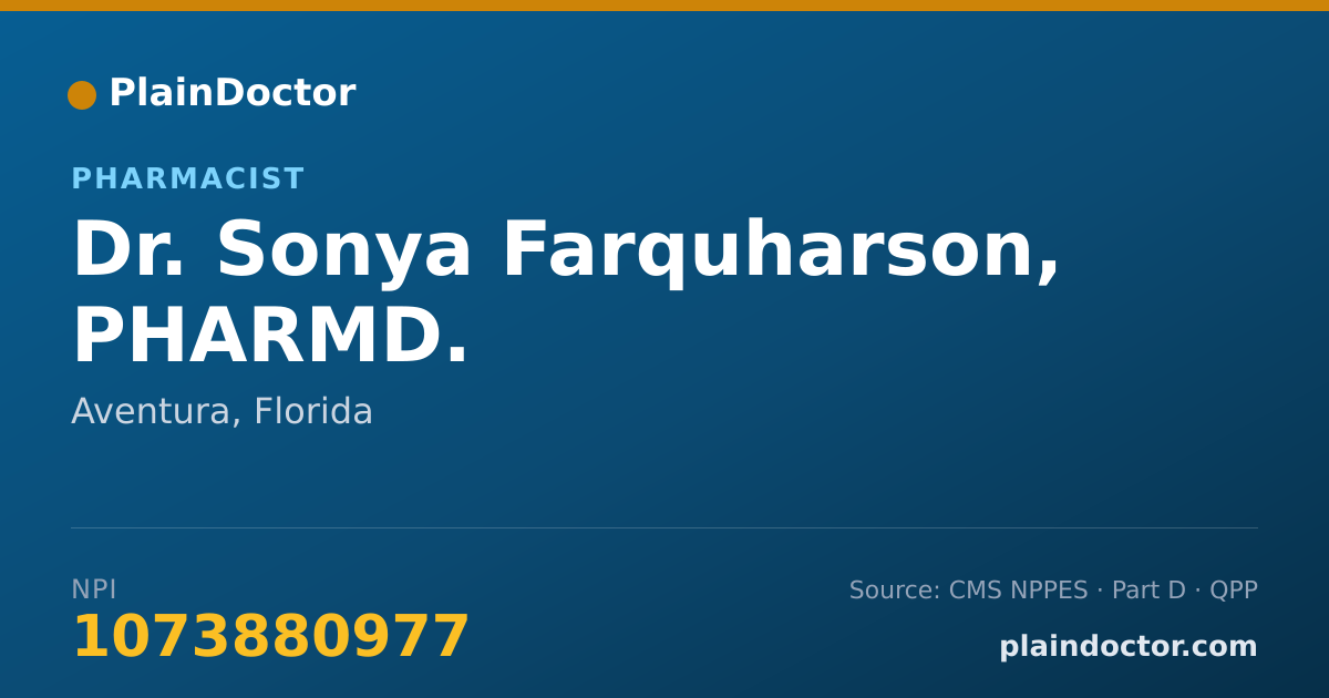 Shareable card for Sonya Farquharson, PHARMD. - Pharmacist, Aventura, FL