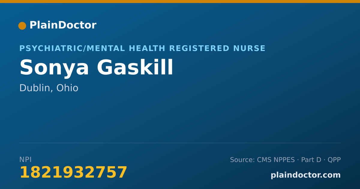 Shareable card for Sonya Gaskill - Psychiatric/Mental Health Registered Nurse, Dublin, OH