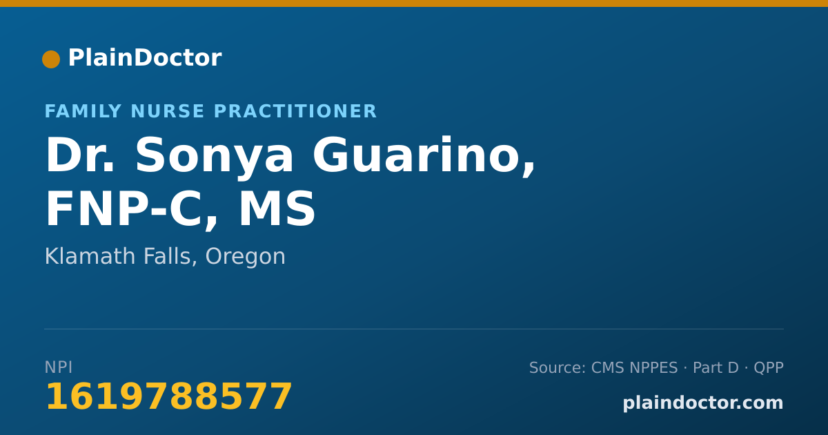 Shareable card for Sonya Guarino, FNP-C, MS - Family Nurse Practitioner, Klamath Falls, OR