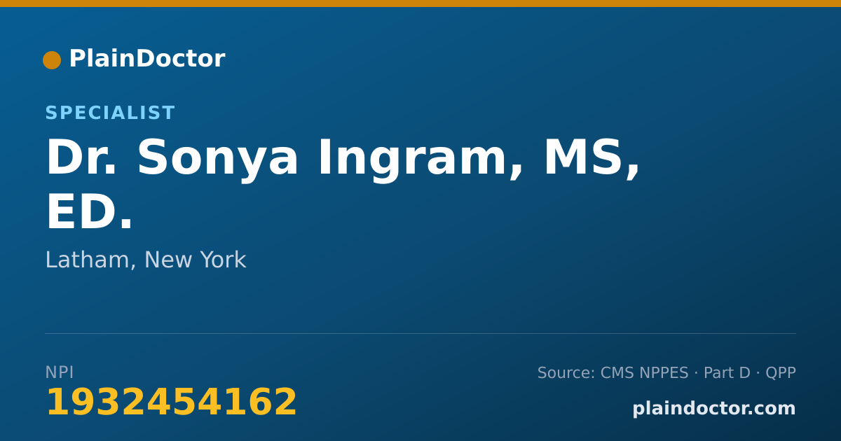 Shareable card for Sonya Ingram, MS, ED. - Specialist, Latham, NY