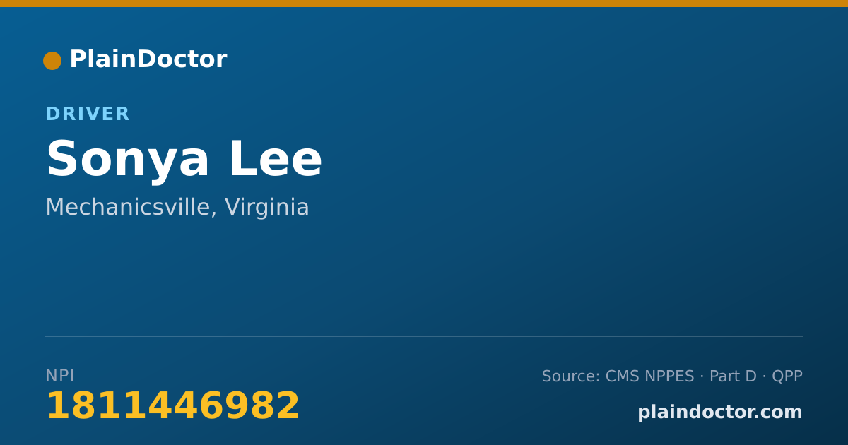 Shareable card for Sonya Lee - Driver, Mechanicsville, VA