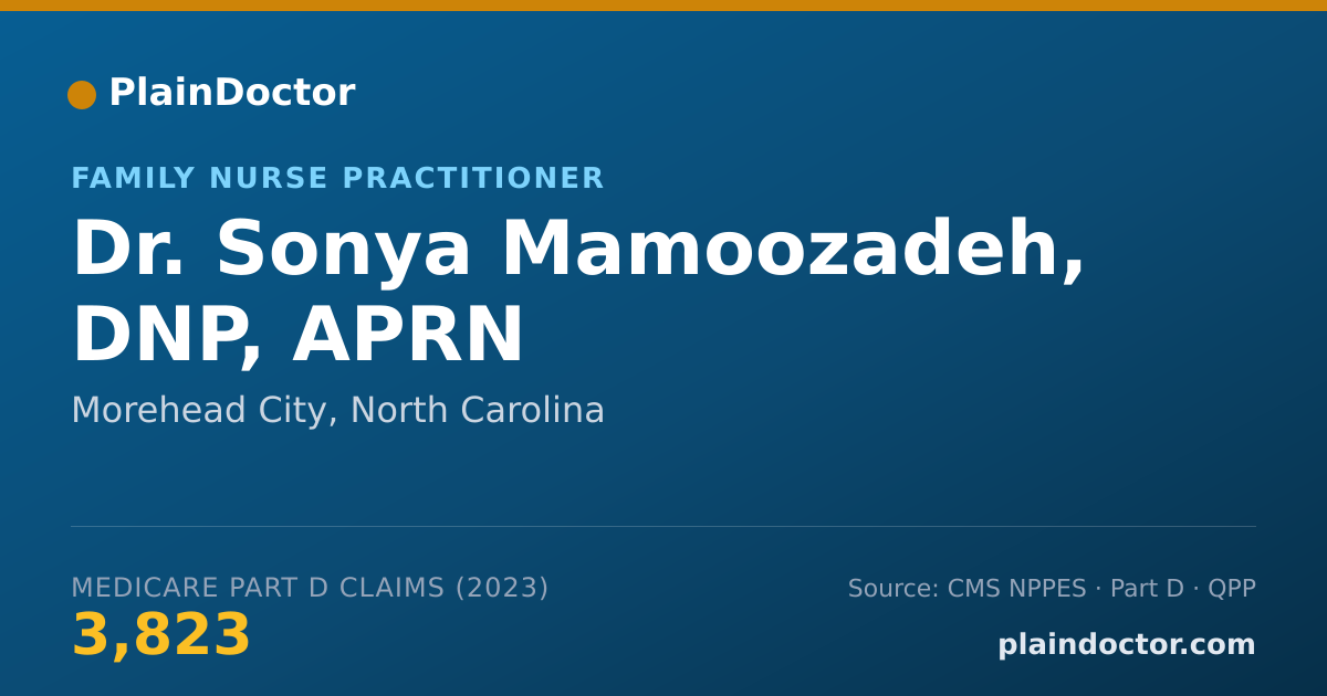 Shareable card for Sonya Mamoozadeh, DNP, APRN - Family Nurse Practitioner, Morehead City, NC