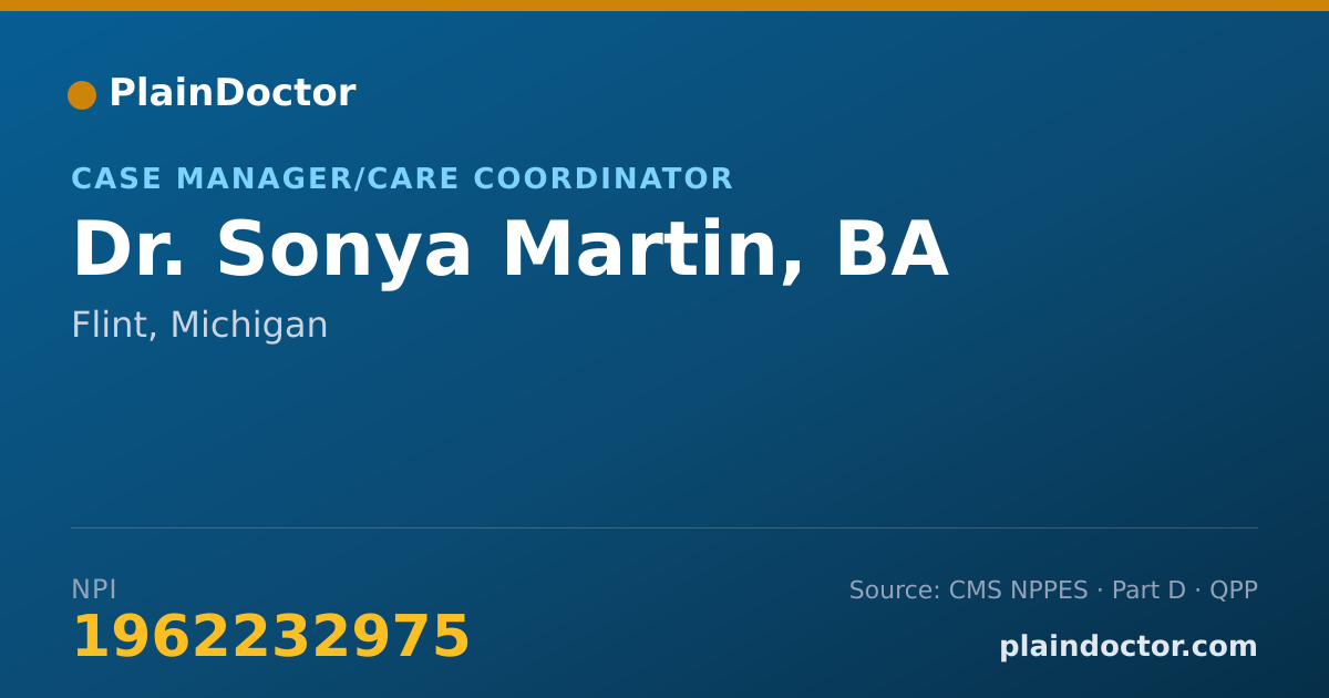 Shareable card for Sonya Martin, BA - Case Manager/Care Coordinator, Flint, MI