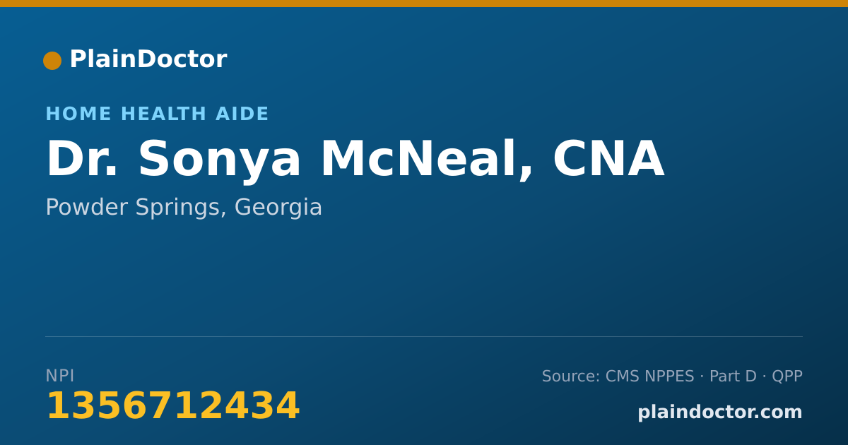 Shareable card for Sonya McNeal, CNA - Home Health Aide, Powder Springs, GA