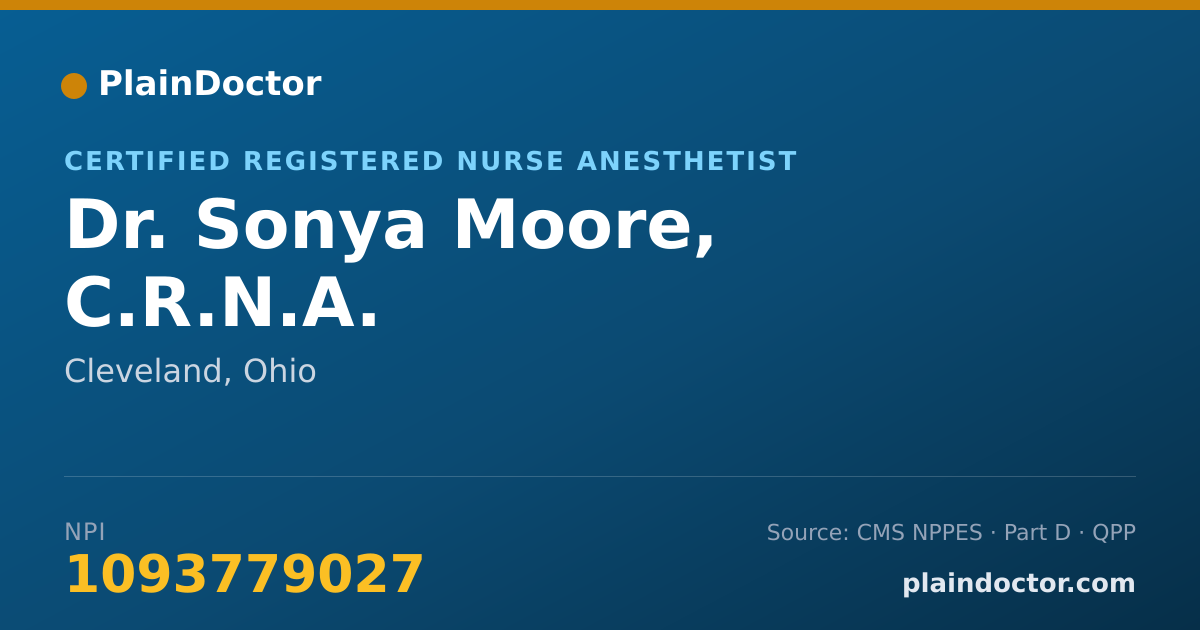 Shareable card for Sonya Moore, C.R.N.A. - Certified Registered Nurse Anesthetist, Cleveland, OH