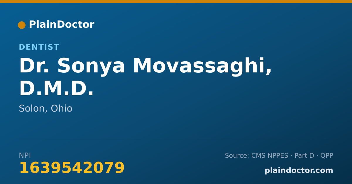 Shareable card for Sonya Movassaghi, D.M.D. - Dentist, Solon, OH