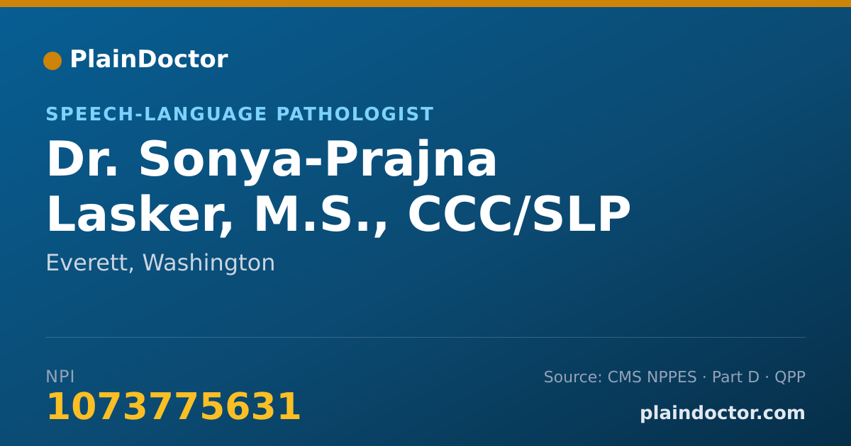Shareable card for Sonya-Prajna Lasker, M.S., CCC/SLP - Speech-Language Pathologist, Everett, WA