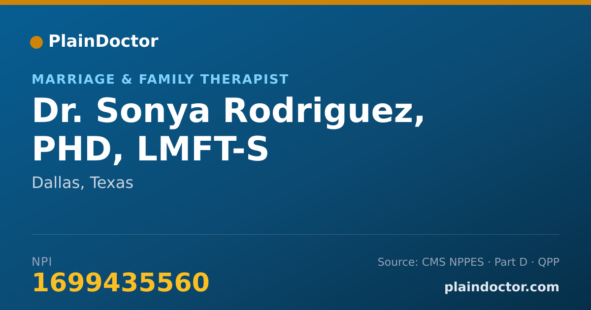 Shareable card for Sonya Rodriguez, PHD, LMFT-S - Marriage & Family Therapist, Dallas, TX